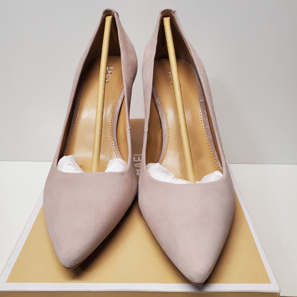 Mk Flex Mid Pump Dusty Blush Suede Heels Cement Color